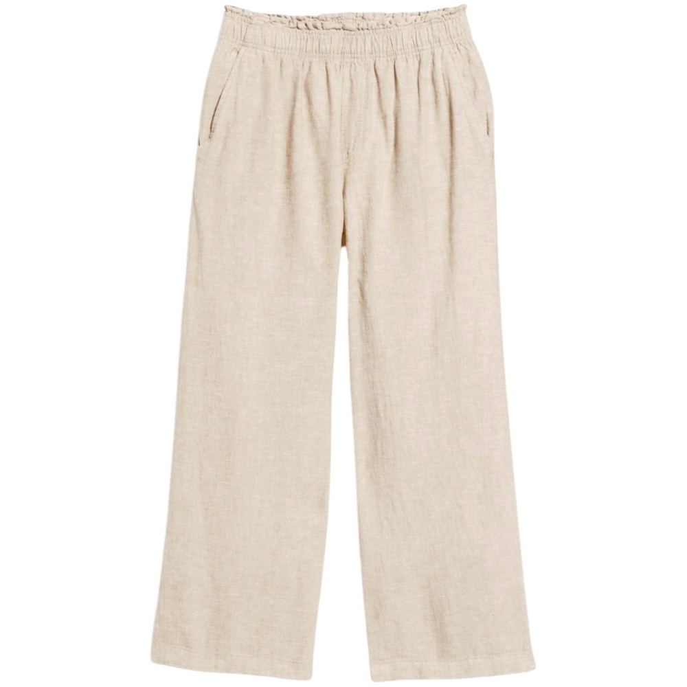 Old Navy Size M High-Rise Comfort Waistband Straight Natural Linen Cropped Pants - Picture 5 of 7